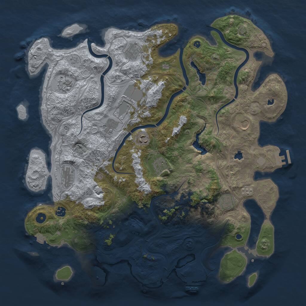 Rust Map: Procedural Map, Size: 4500, Seed: 933537265, 17 Monuments