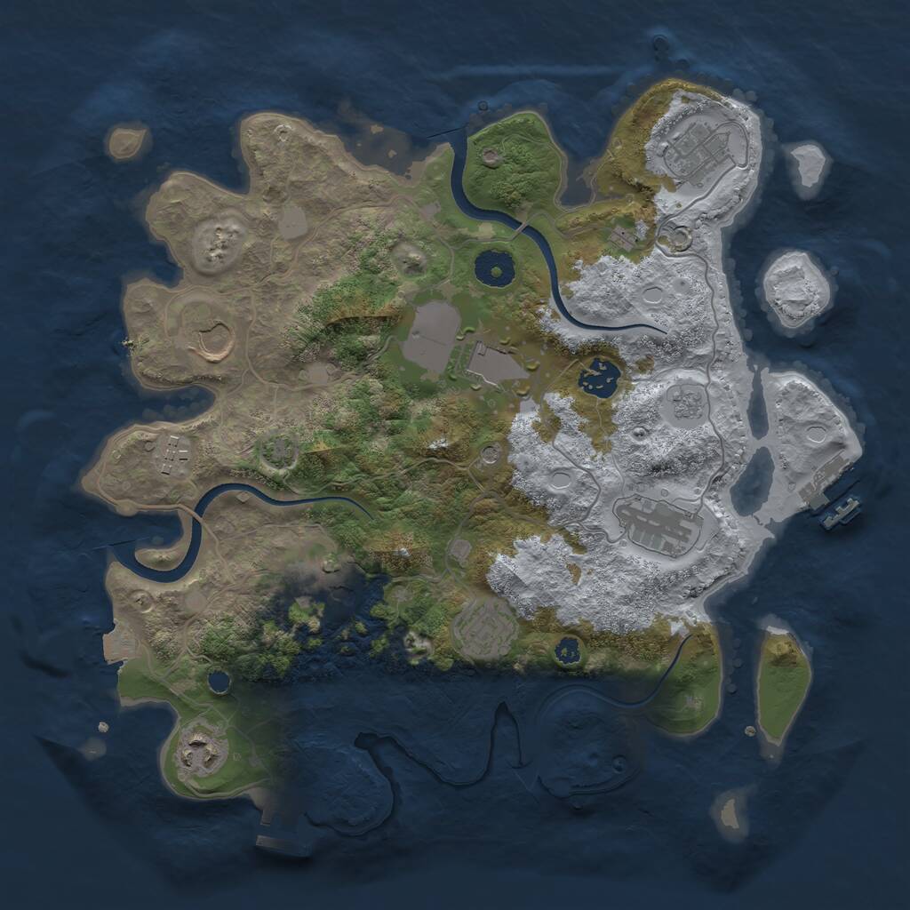 Rust Map: Procedural Map, Size: 3500, Seed: 1493782169, 15 Monuments