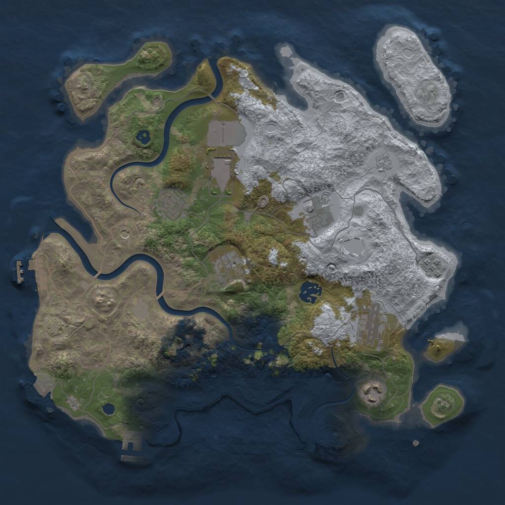Rust Map: Procedural Map, Size: 3500, Seed: 1931766312, 14 Monuments