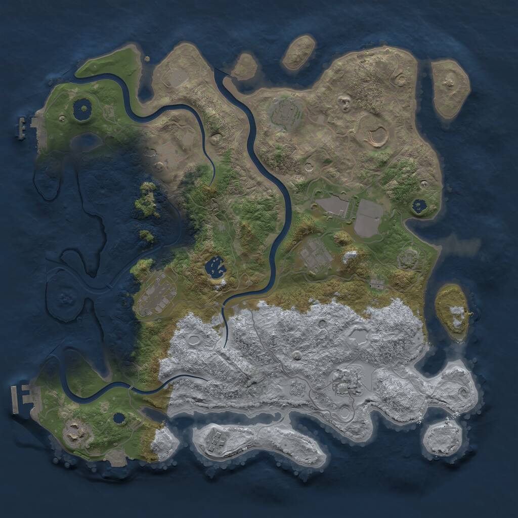 Rust Map: Procedural Map, Size: 3750, Seed: 745642, 16 Monuments