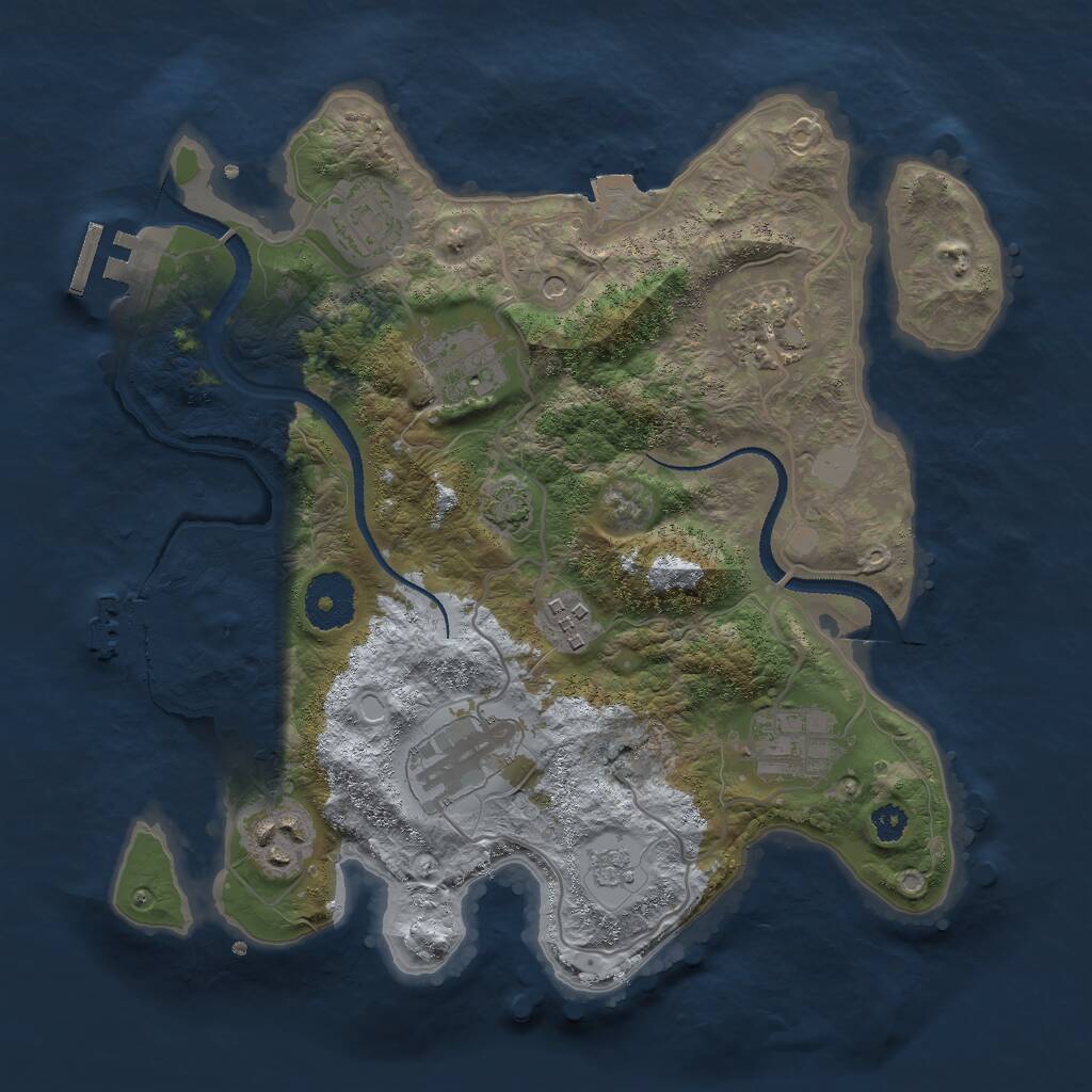 Rust Map: Procedural Map, Size: 3000, Seed: 831520943, 13 Monuments
