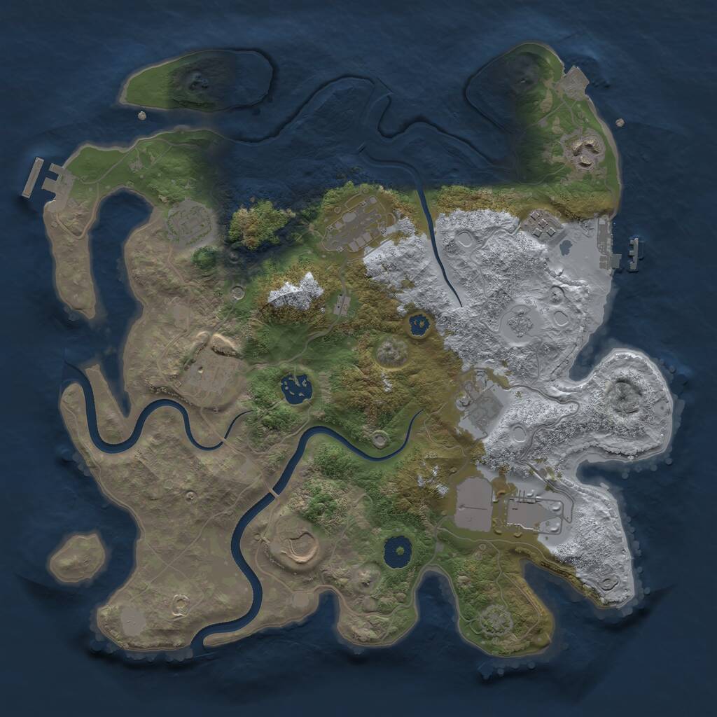 Rust Map: Procedural Map, Size: 3500, Seed: 848777063, 15 Monuments