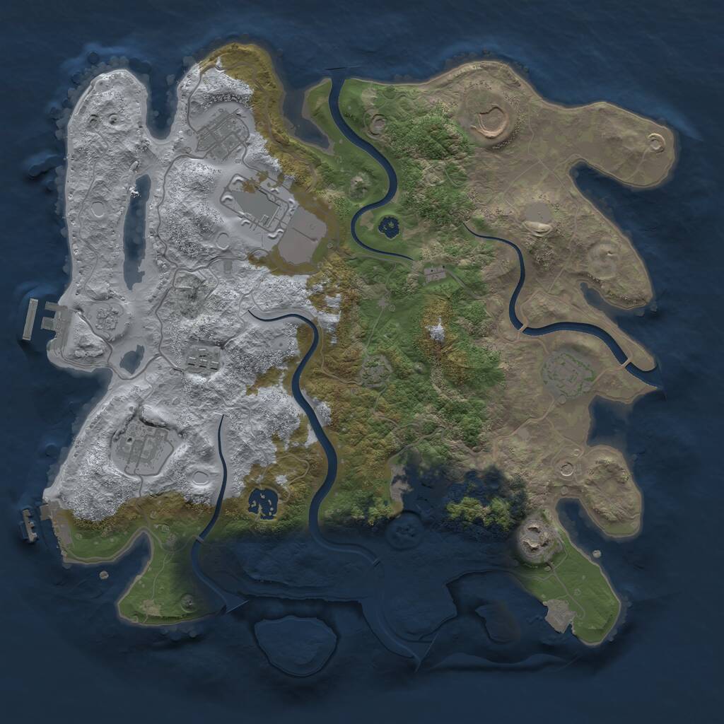 Rust Map: Procedural Map, Size: 3500, Seed: 1318131613, 15 Monuments