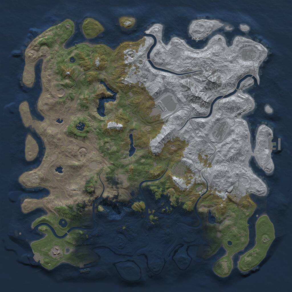 Rust Map: Procedural Map, Size: 5000, Seed: 1081969021, 17 Monuments