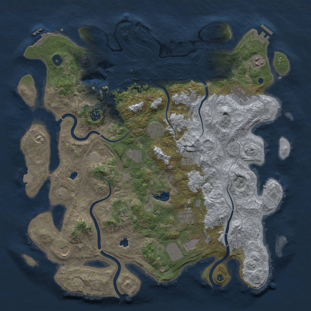 Rust Map: Procedural Map, Size: 4500, Seed: 559247057, 17 Monuments