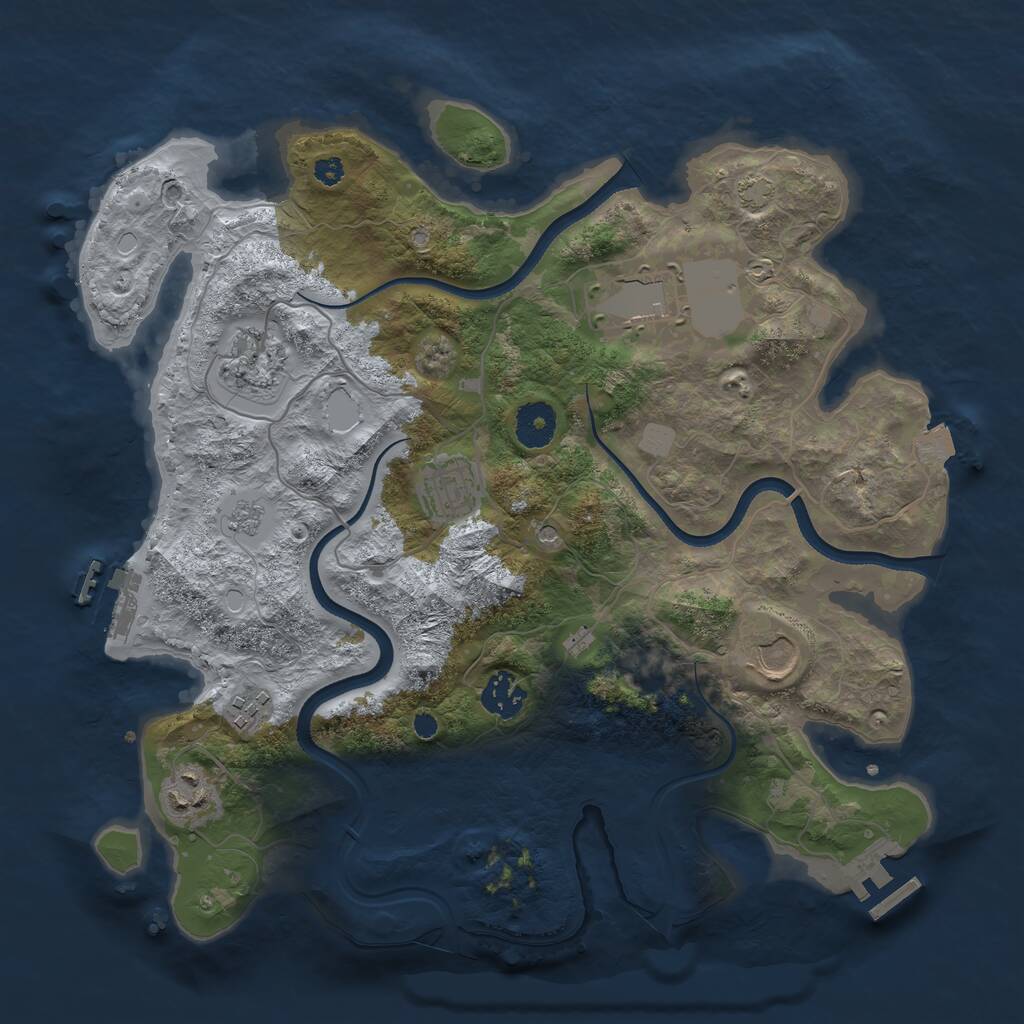 Rust Map: Procedural Map, Size: 3500, Seed: 66167010, 13 Monuments