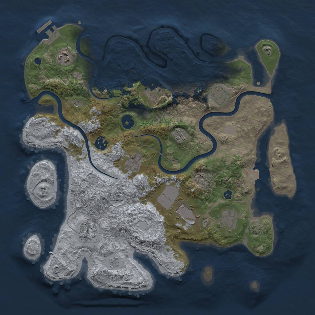 Rust Map: Procedural Map, Size: 3600, Seed: 100945843, 14 Monuments