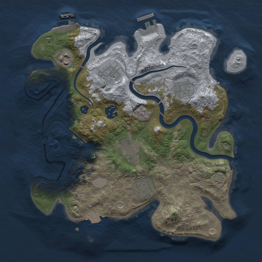 Rust Map: Procedural Map, Size: 3000, Seed: 243769683, 12 Monuments