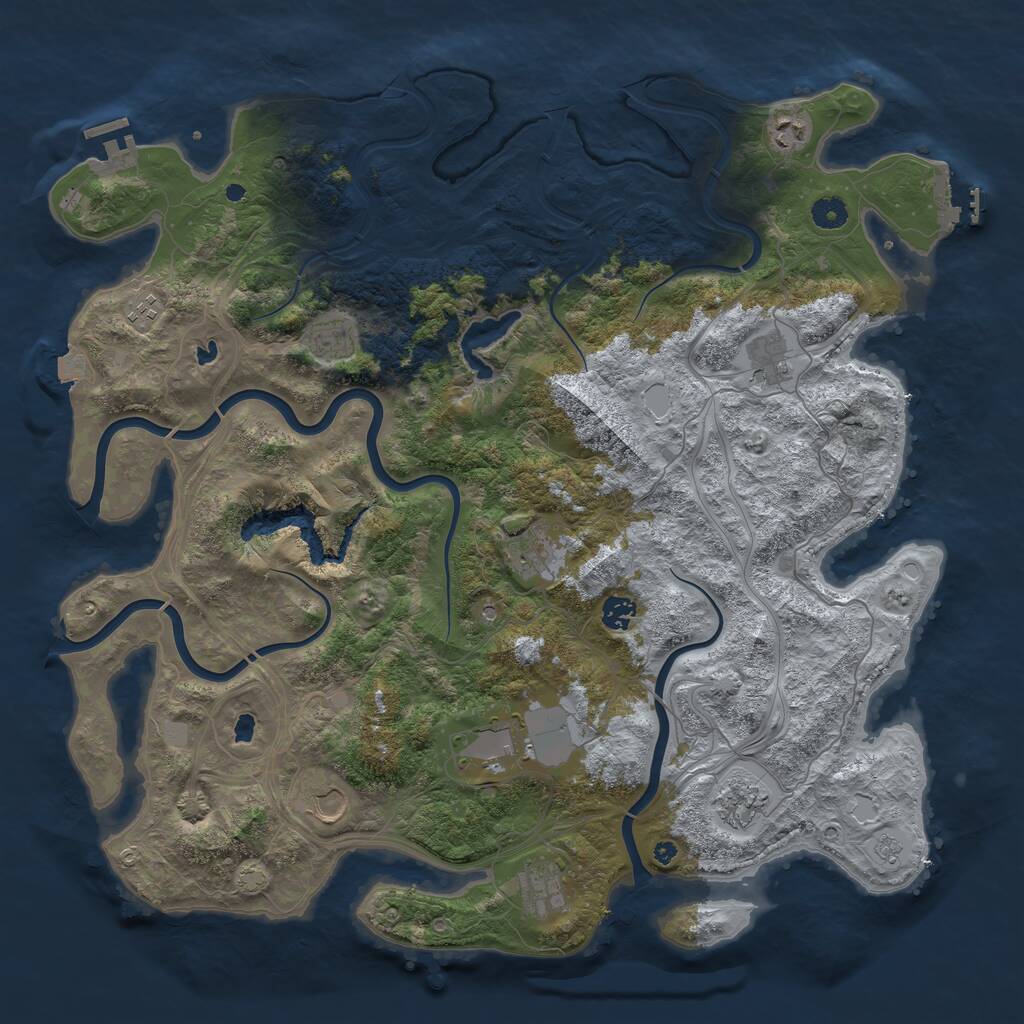Rust Map: Procedural Map, Size: 4500, Seed: 1999216006, 16 Monuments
