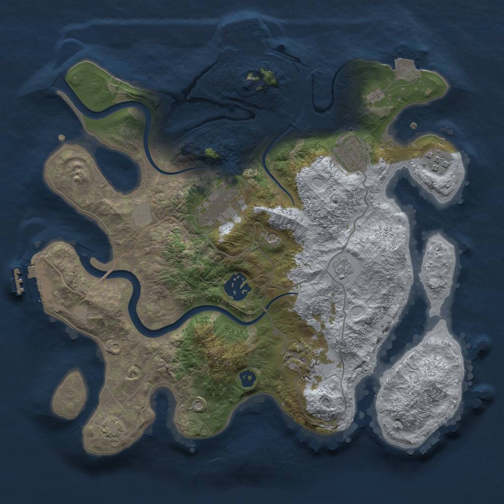Rust Map: Procedural Map, Size: 3000, Seed: 1637674833, 11 Monuments