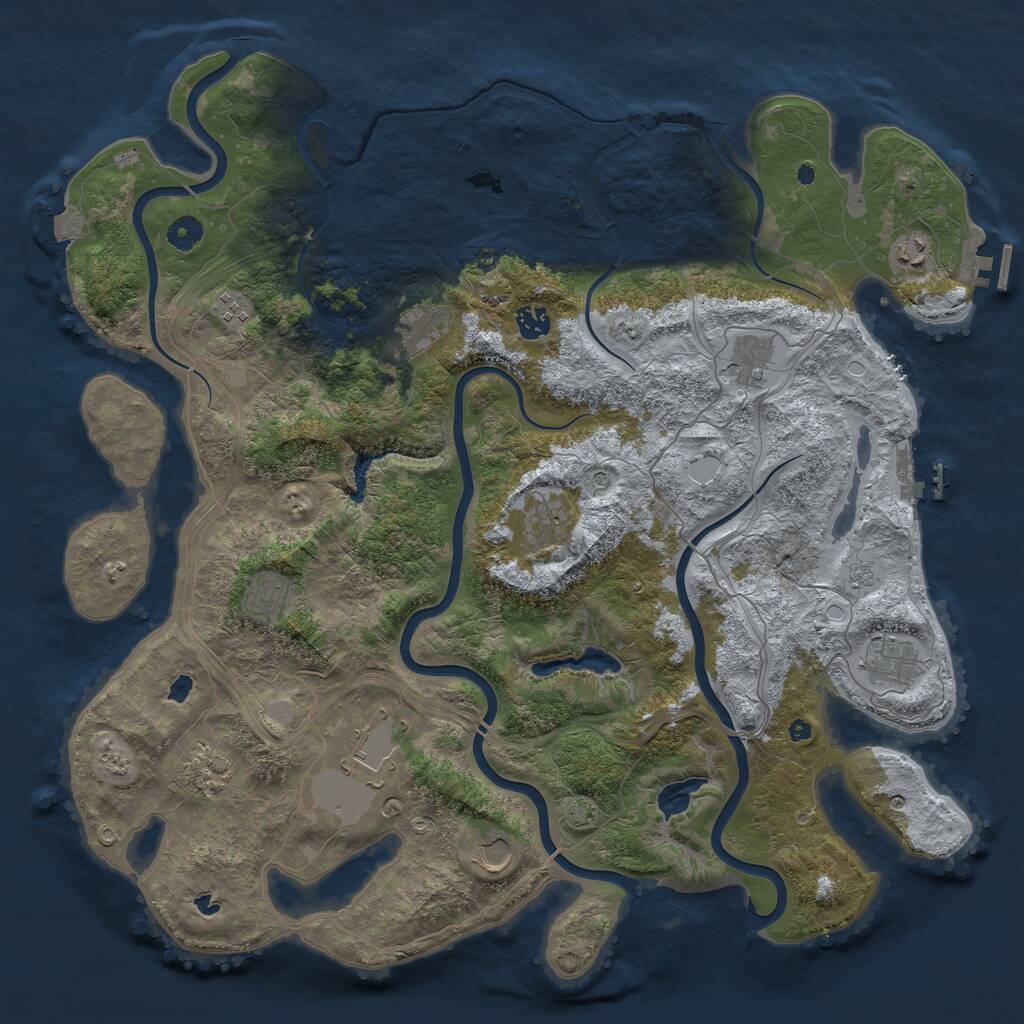Rust Map: Procedural Map, Size: 4500, Seed: 87451265, 17 Monuments
