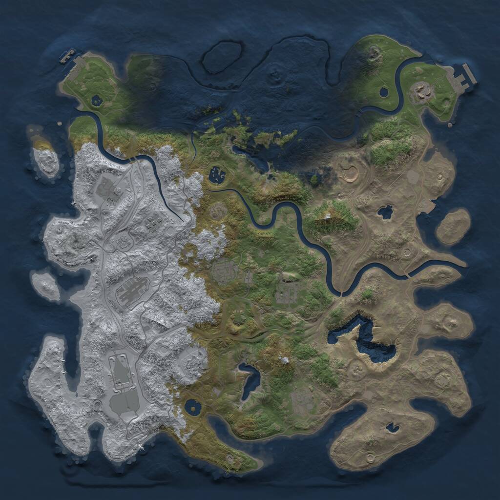 Rust Map: Procedural Map, Size: 4500, Seed: 1013774135, 17 Monuments