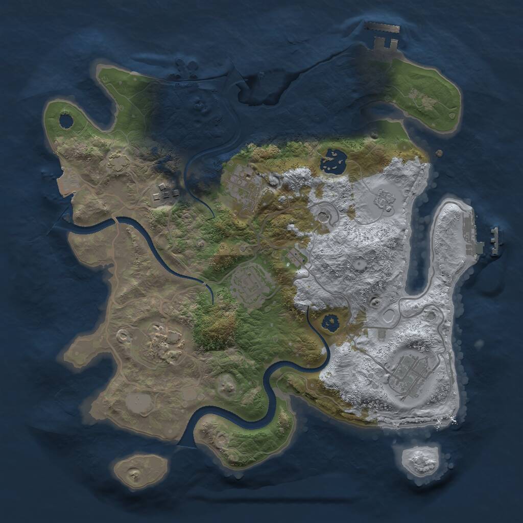 Rust Map: Procedural Map, Size: 3000, Seed: 9593, 12 Monuments