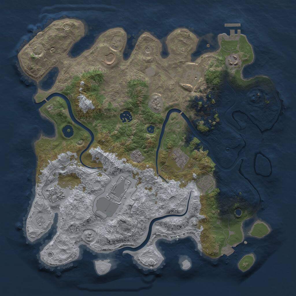 Rust Map: Procedural Map, Size: 3750, Seed: 43768, 14 Monuments