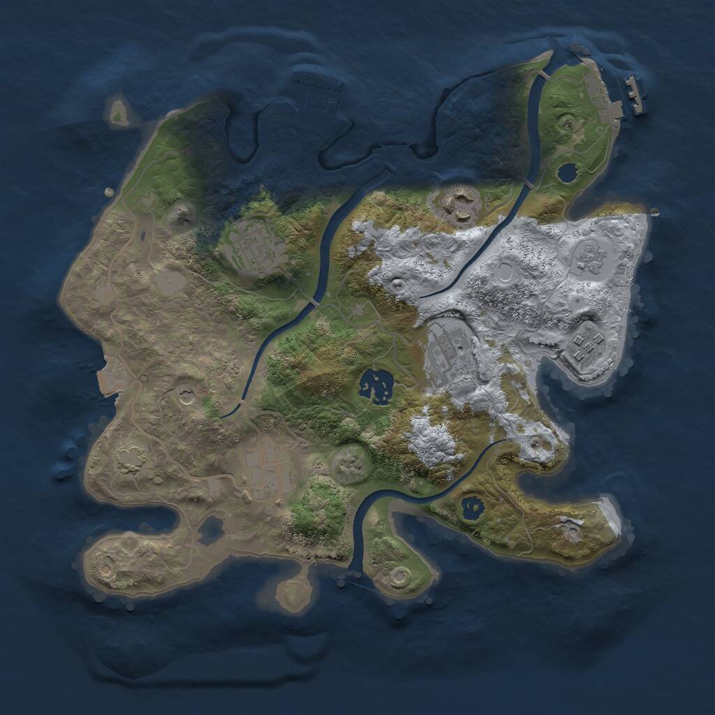 Rust Map: Procedural Map, Size: 3000, Seed: 1323525040, 12 Monuments