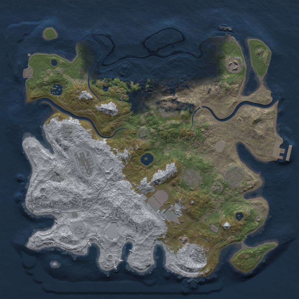 Rust Map: Procedural Map, Size: 3750, Seed: 45655, 15 Monuments