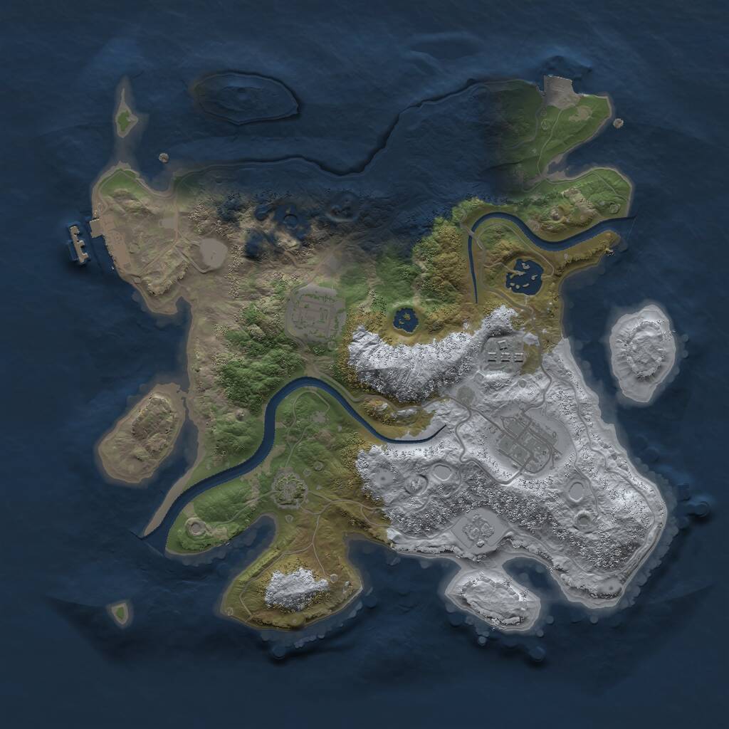 Rust Map: Procedural Map, Size: 3000, Seed: 62640673, 9 Monuments