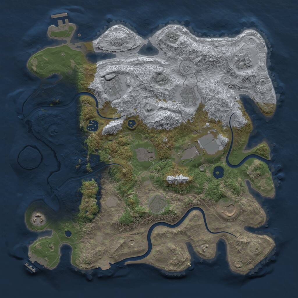 Rust Map: Procedural Map, Size: 3750, Seed: 65722, 16 Monuments