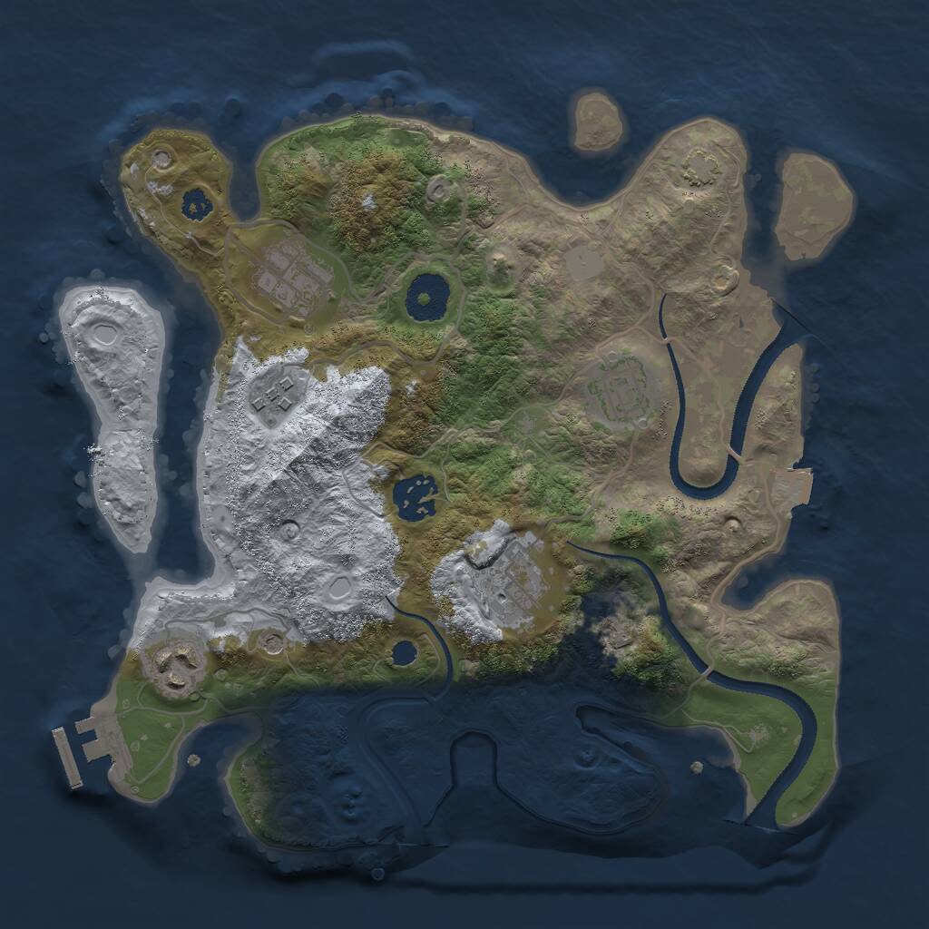 Rust Map: Procedural Map, Size: 3000, Seed: 52578, 10 Monuments