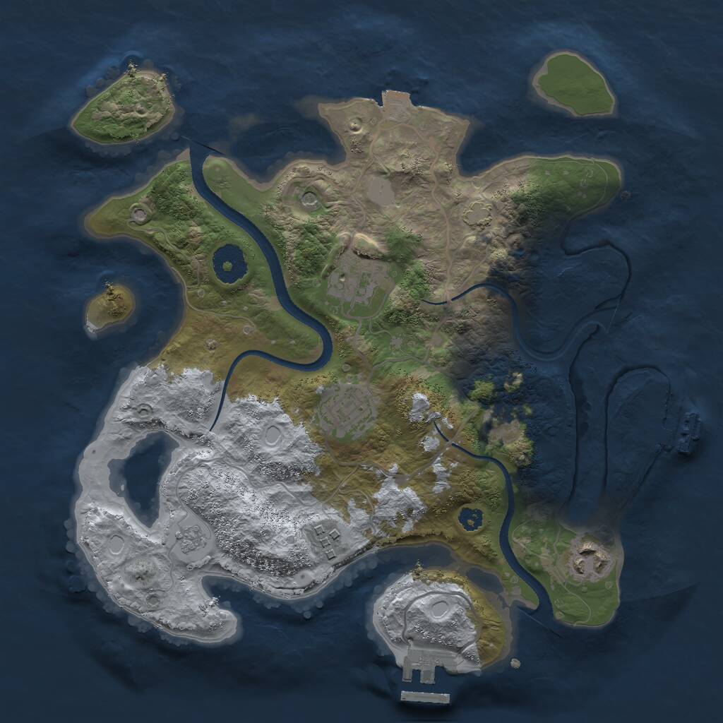 Rust Map: Procedural Map, Size: 3000, Seed: 28577, 10 Monuments
