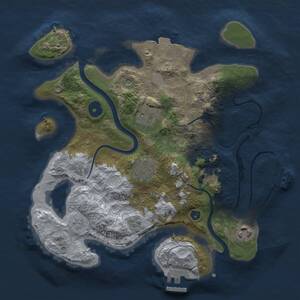 Thumbnail Rust Map: Procedural Map, Size: 3000, Seed: 28577, 10 Monuments