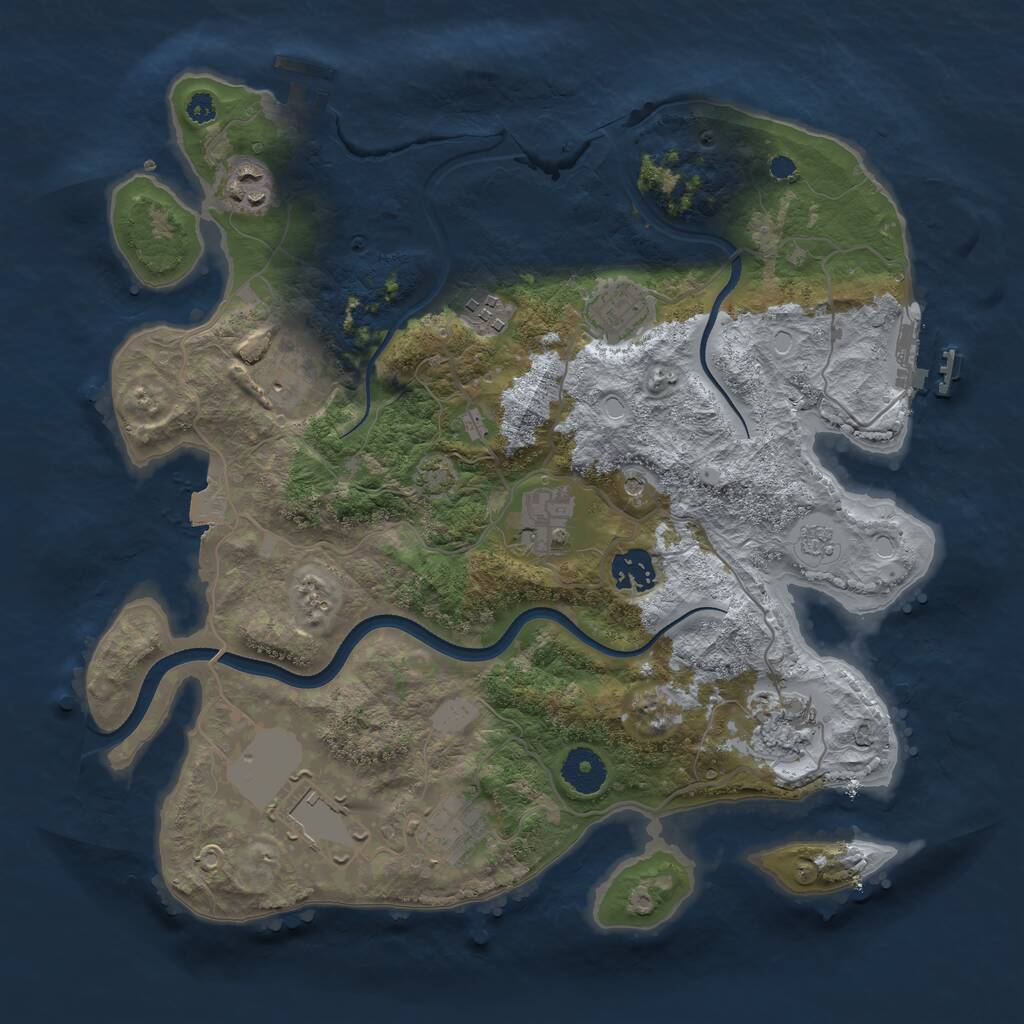 Rust Map: Procedural Map, Size: 3500, Seed: 54675, 15 Monuments