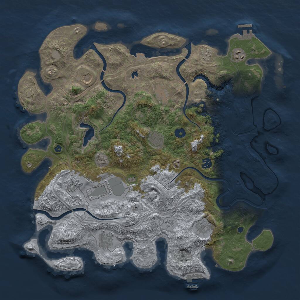 Rust Map: Procedural Map, Size: 4250, Seed: 542097548, 16 Monuments