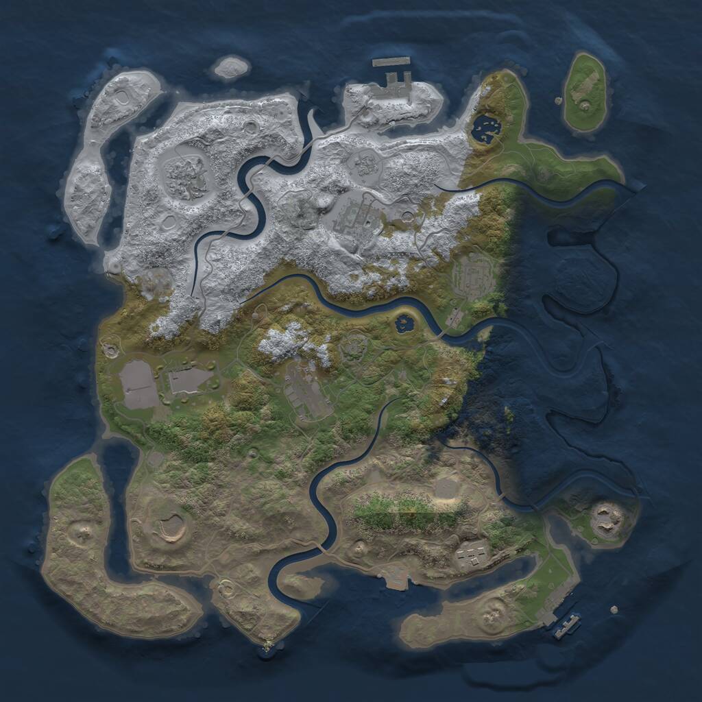 Rust Map: Procedural Map, Size: 3750, Seed: 29859840, 15 Monuments
