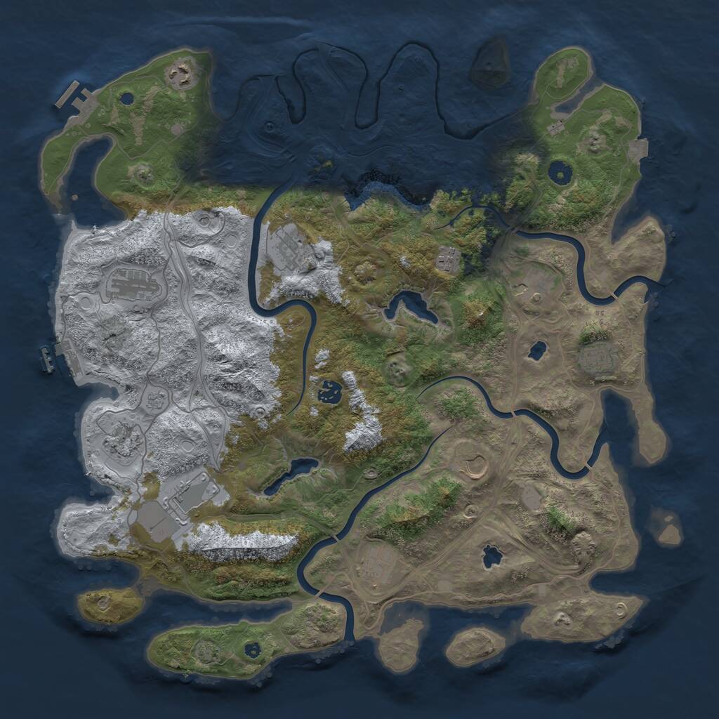 Rust Map: Procedural Map, Size: 4500, Seed: 919938047, 17 Monuments