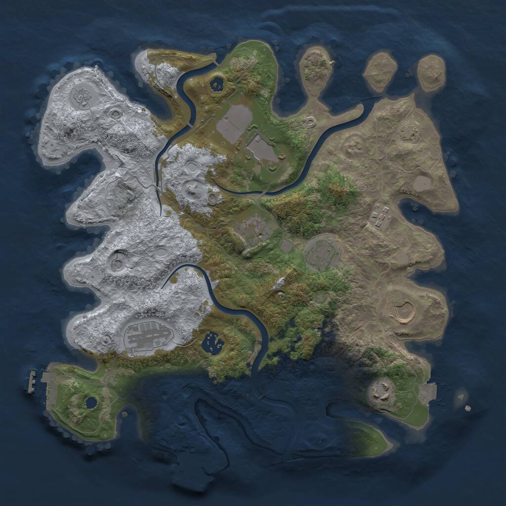 Rust Map: Procedural Map, Size: 3500, Seed: 56669, 14 Monuments