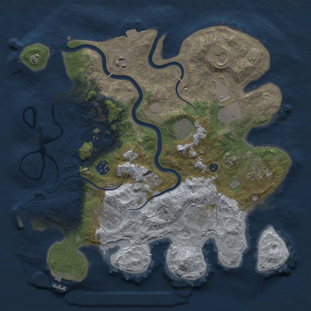 Rust Map: Procedural Map, Size: 3500, Seed: 2144552746, 16 Monuments