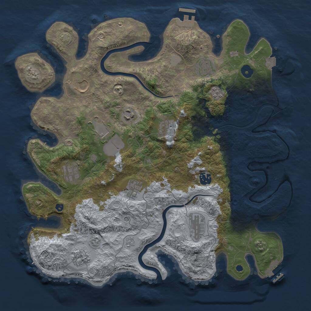 Rust Map: Procedural Map, Size: 3800, Seed: 34778, 17 Monuments