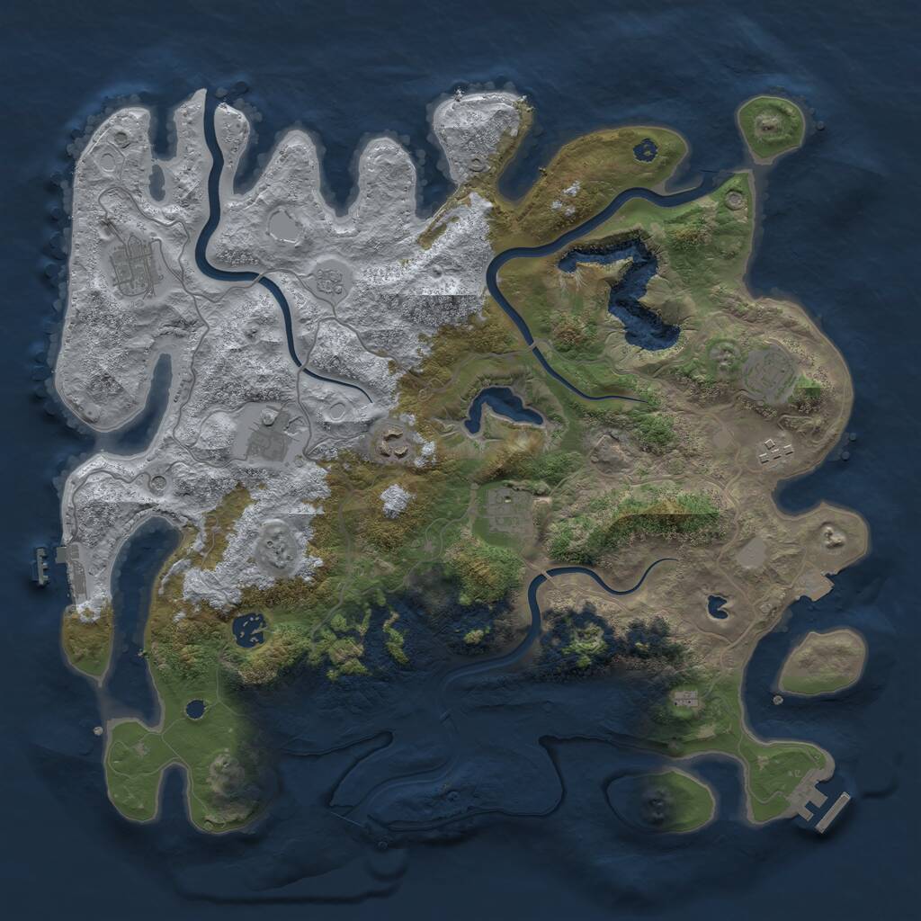 Rust Map: Procedural Map, Size: 4000, Seed: 2483, 13 Monuments