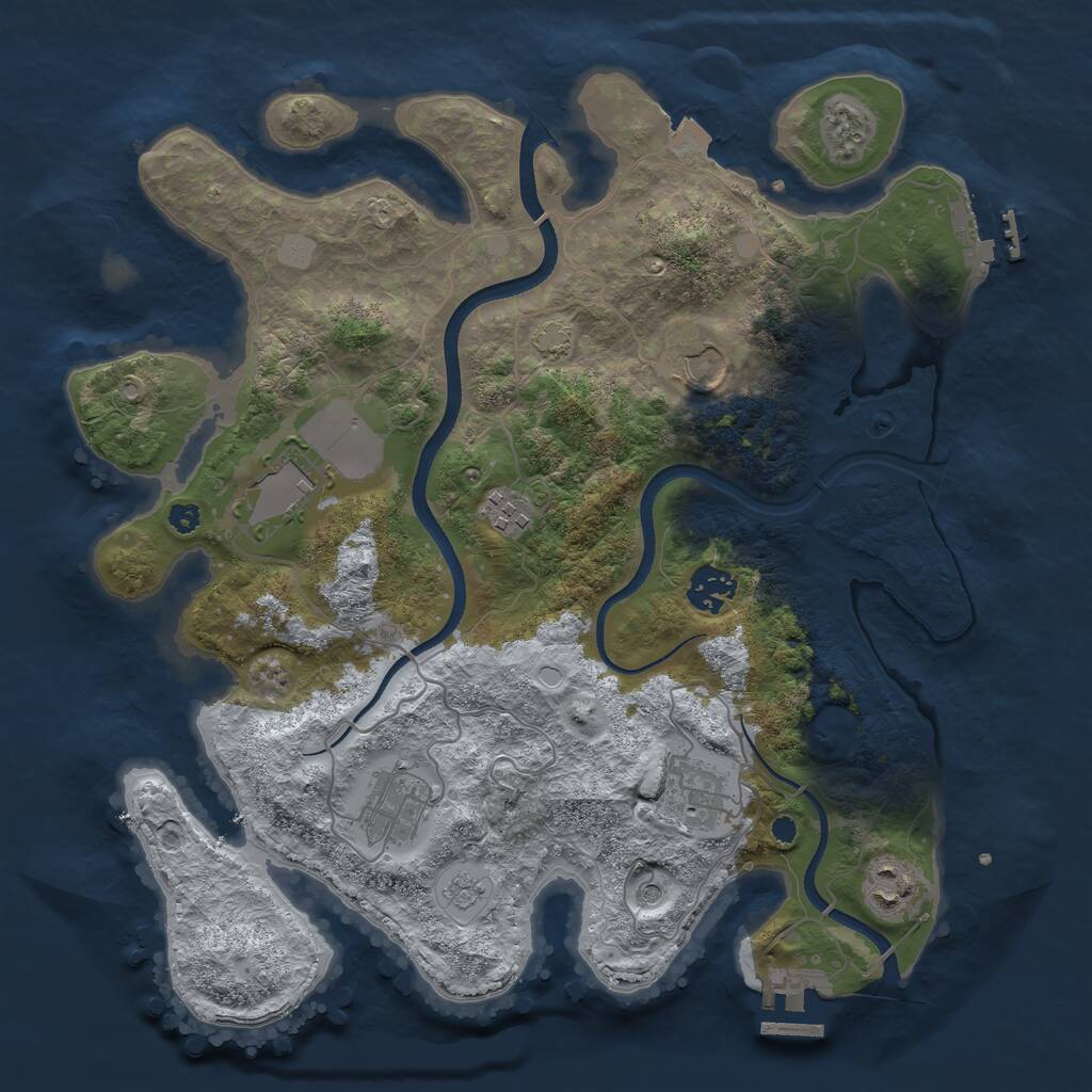 Rust Map: Procedural Map, Size: 3500, Seed: 1262160160, 13 Monuments