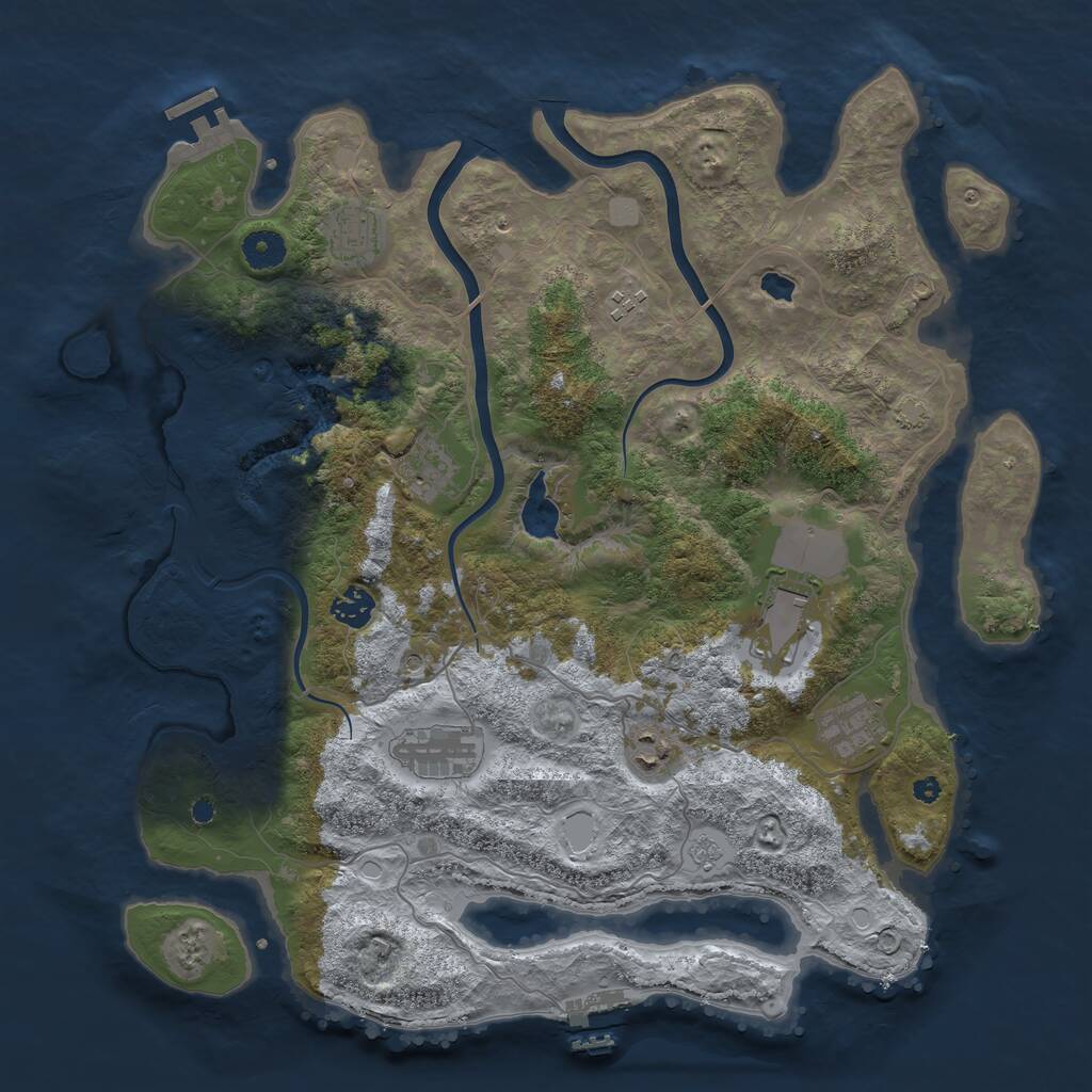 Rust Map: Procedural Map, Size: 4000, Seed: 50392, 14 Monuments
