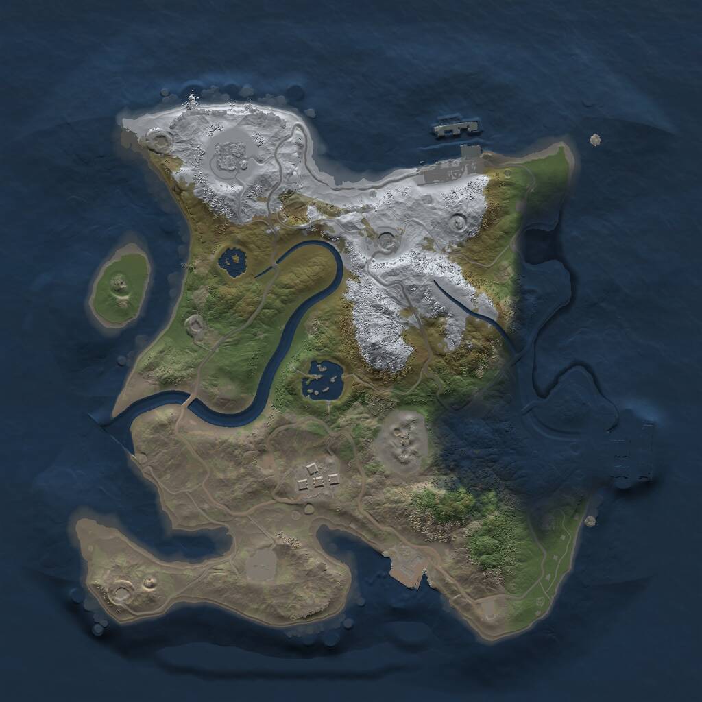 Rust Map: Procedural Map, Size: 2500, Seed: 1173043808, 7 Monuments
