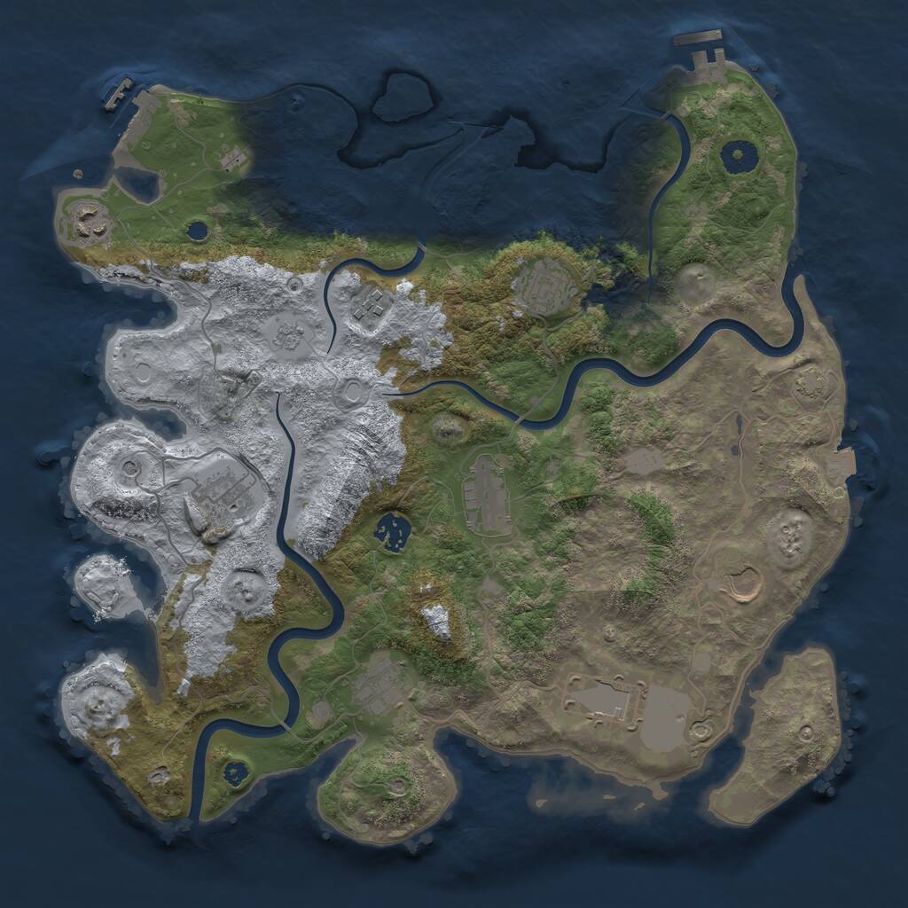 Rust Map: Procedural Map, Size: 3800, Seed: 2135167338, 15 Monuments