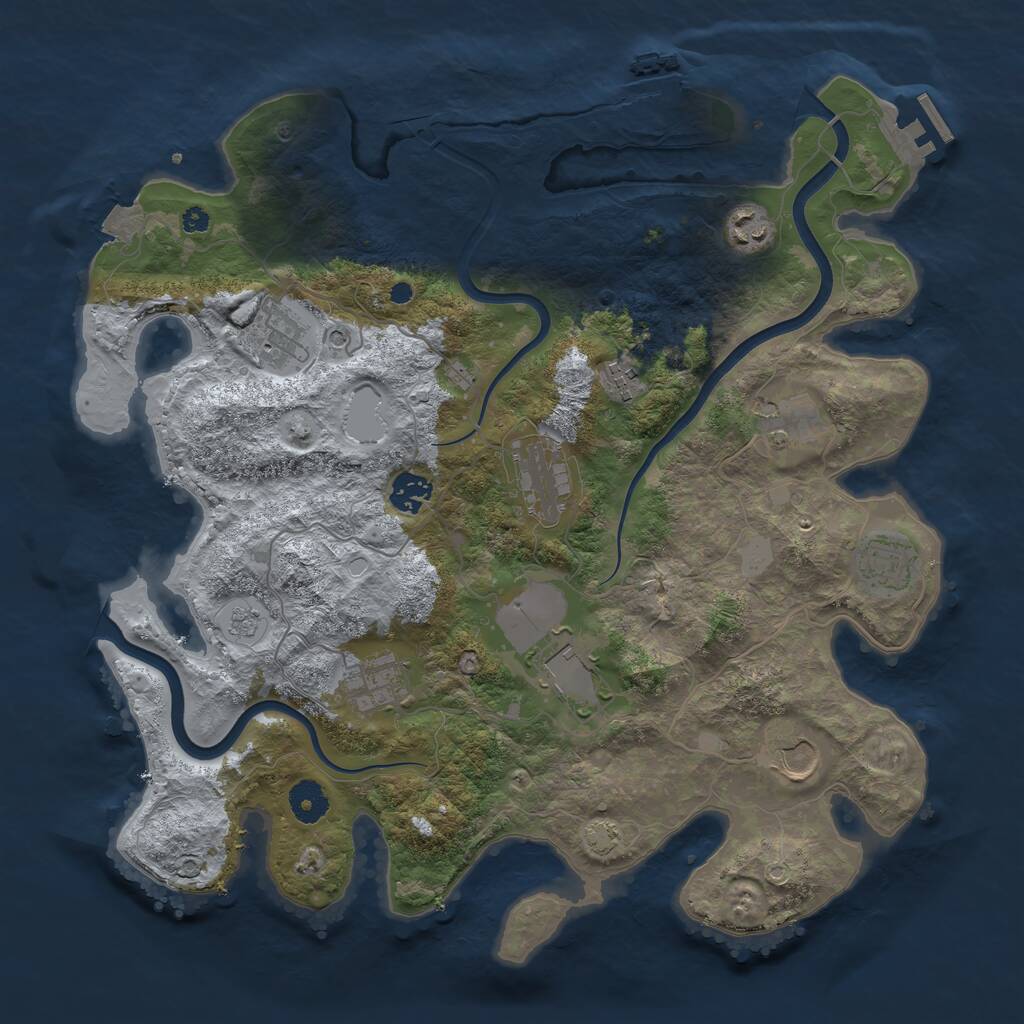 Rust Map: Procedural Map, Size: 3800, Seed: 81491, 16 Monuments