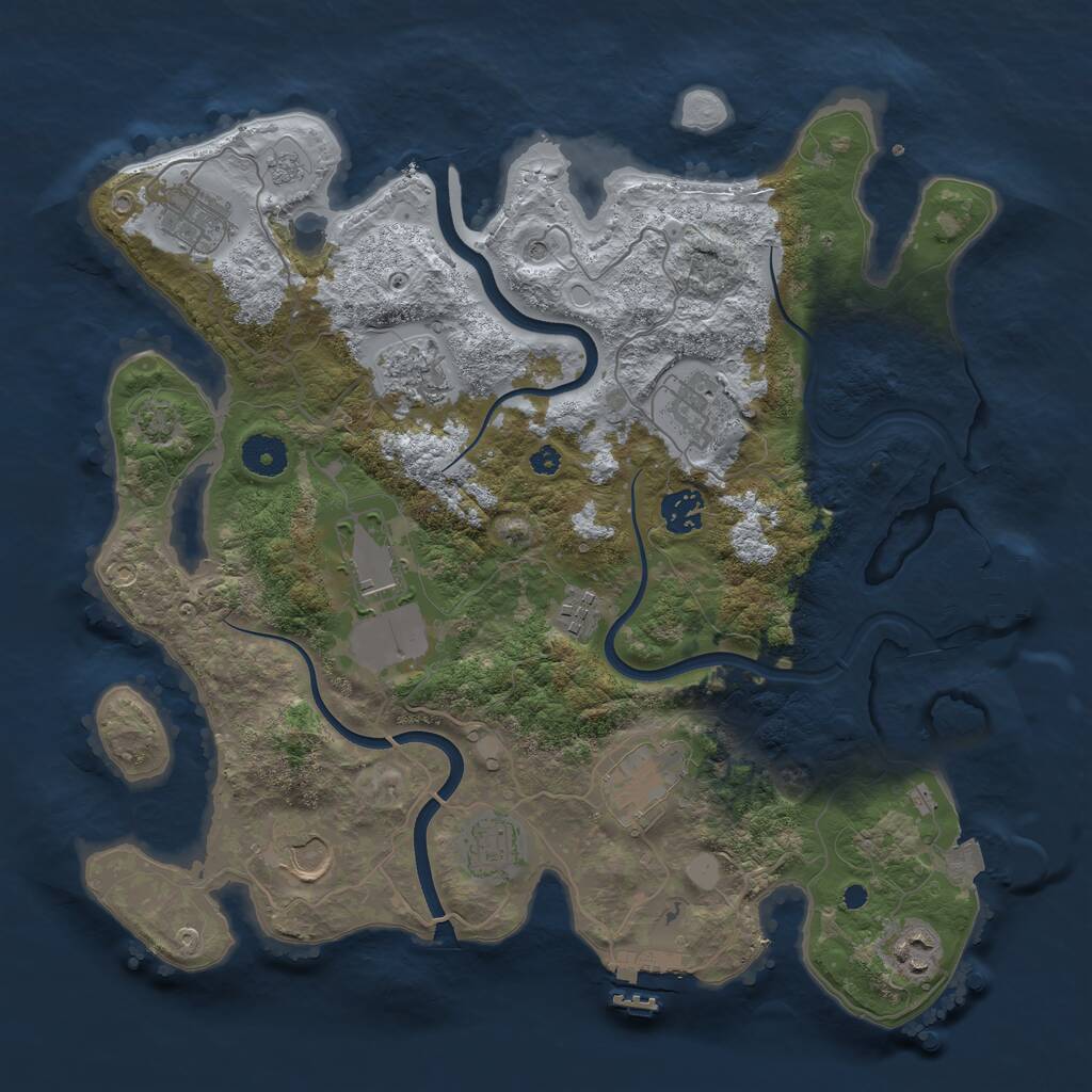 Rust Map: Procedural Map, Size: 3700, Seed: 825933, 16 Monuments
