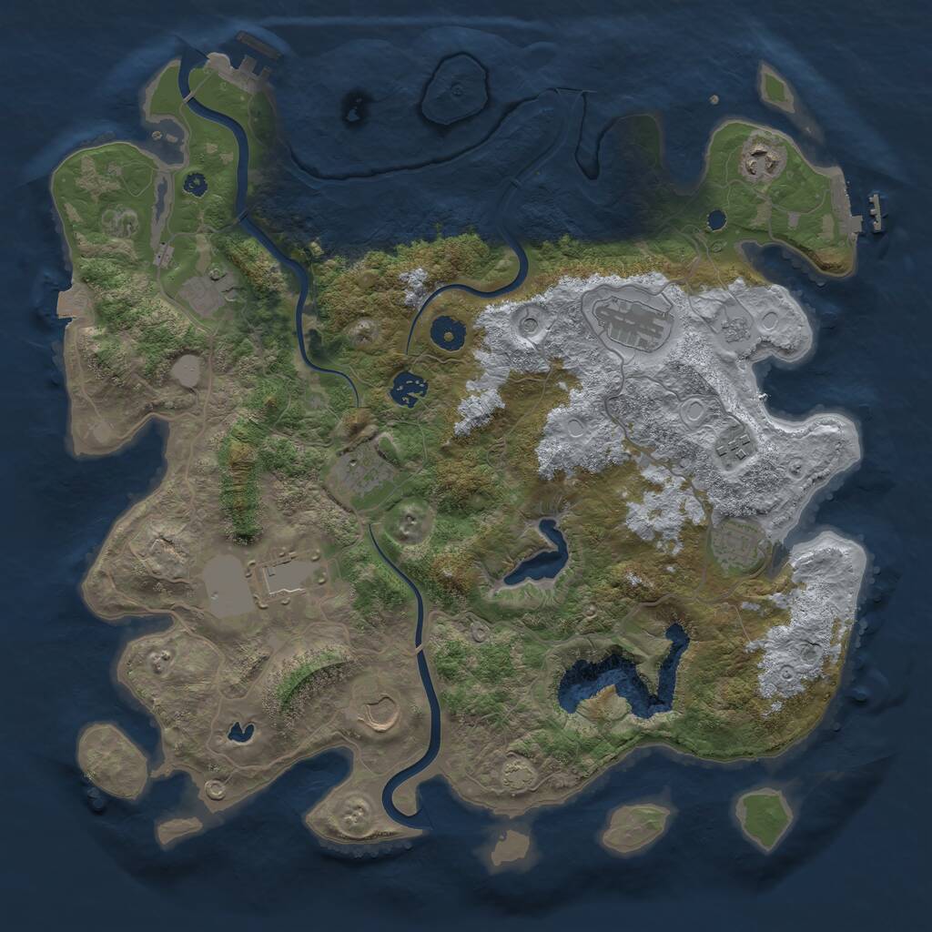Rust Map: Procedural Map, Size: 4000, Seed: 33213417, 15 Monuments