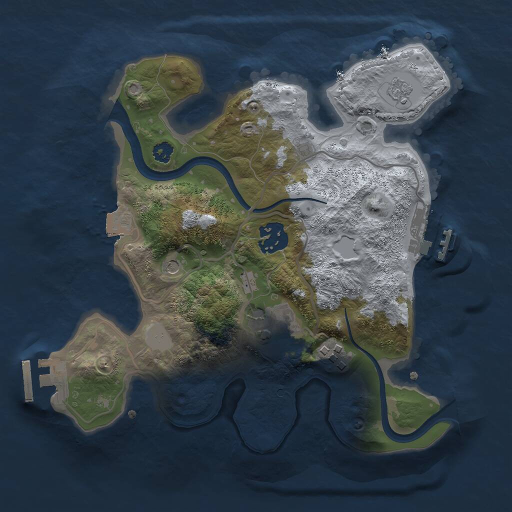 Rust Map: Procedural Map, Size: 2500, Seed: 1470978289, 8 Monuments