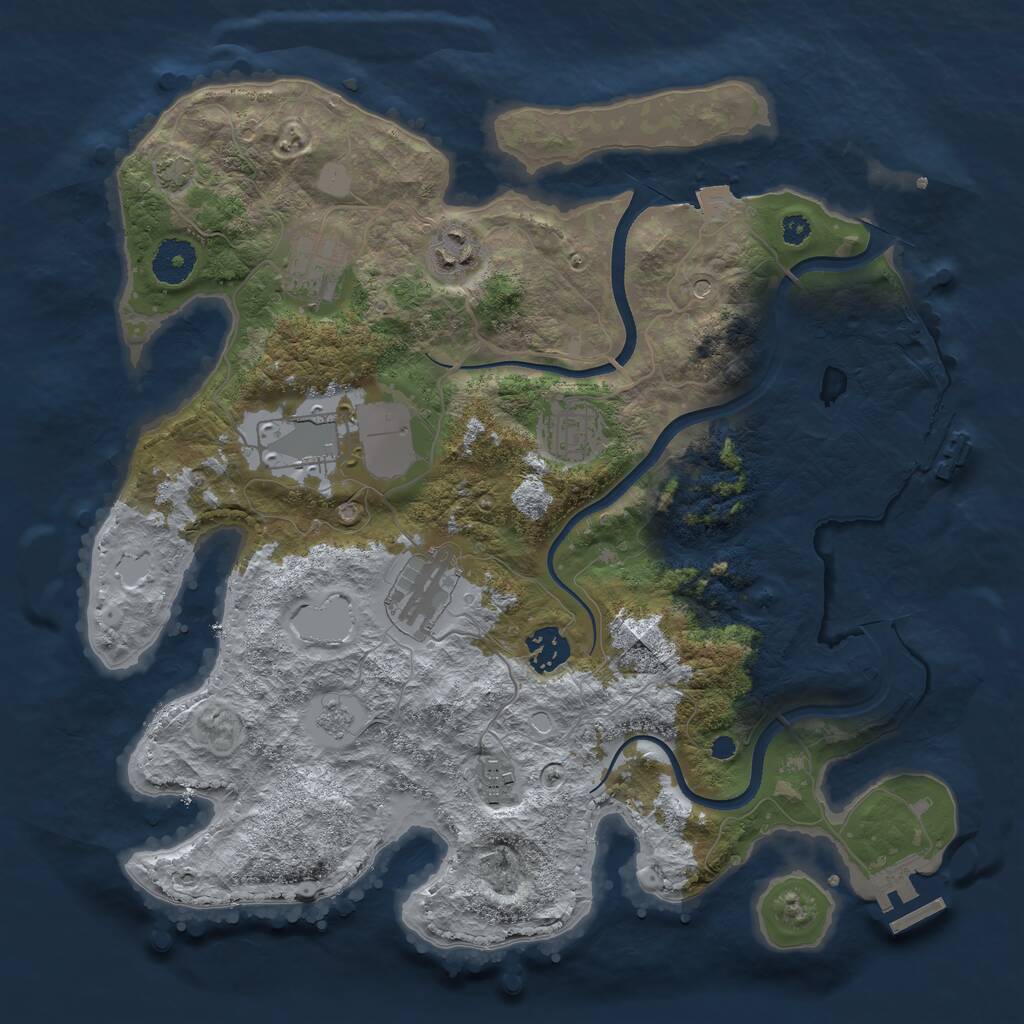Rust Map: Procedural Map, Size: 3500, Seed: 325414063, 13 Monuments