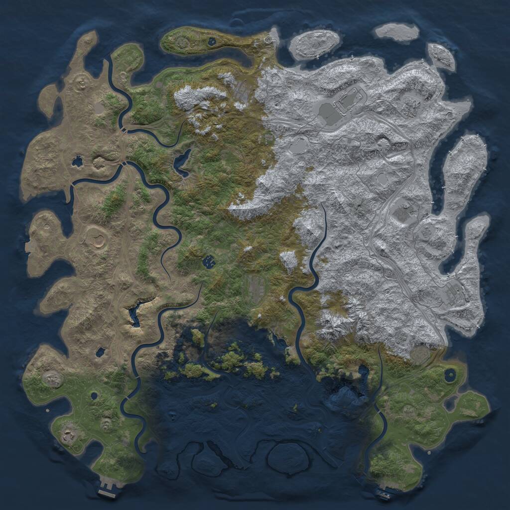 Rust Map: Procedural Map, Size: 6000, Seed: 1235998744, 17 Monuments