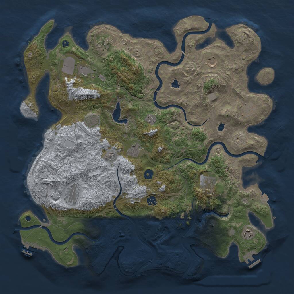 Rust Map: Procedural Map, Size: 4500, Seed: 983144443, 17 Monuments
