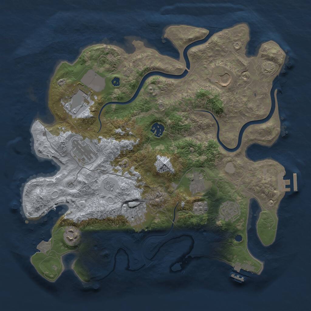 Rust Map: Procedural Map, Size: 3500, Seed: 35238, 15 Monuments