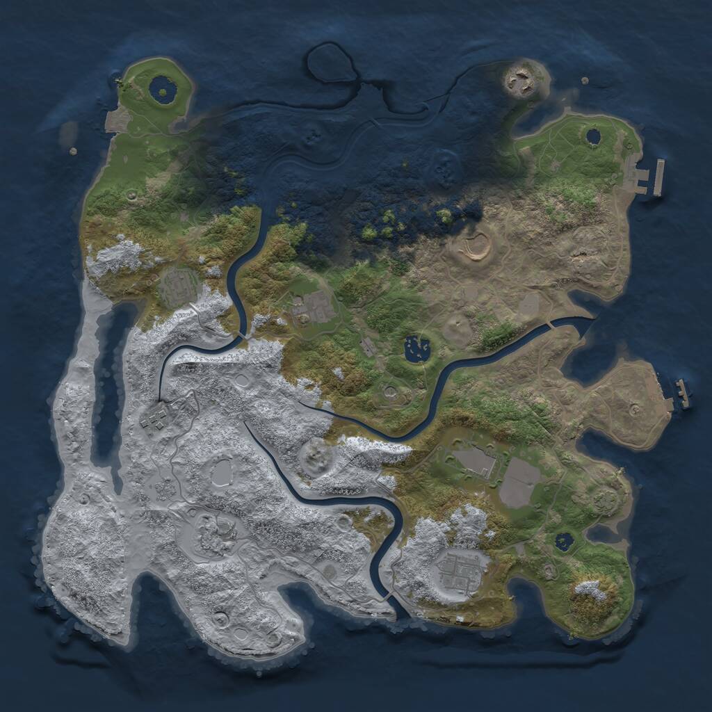 Rust Map: Procedural Map, Size: 3900, Seed: 1628700265, 15 Monuments