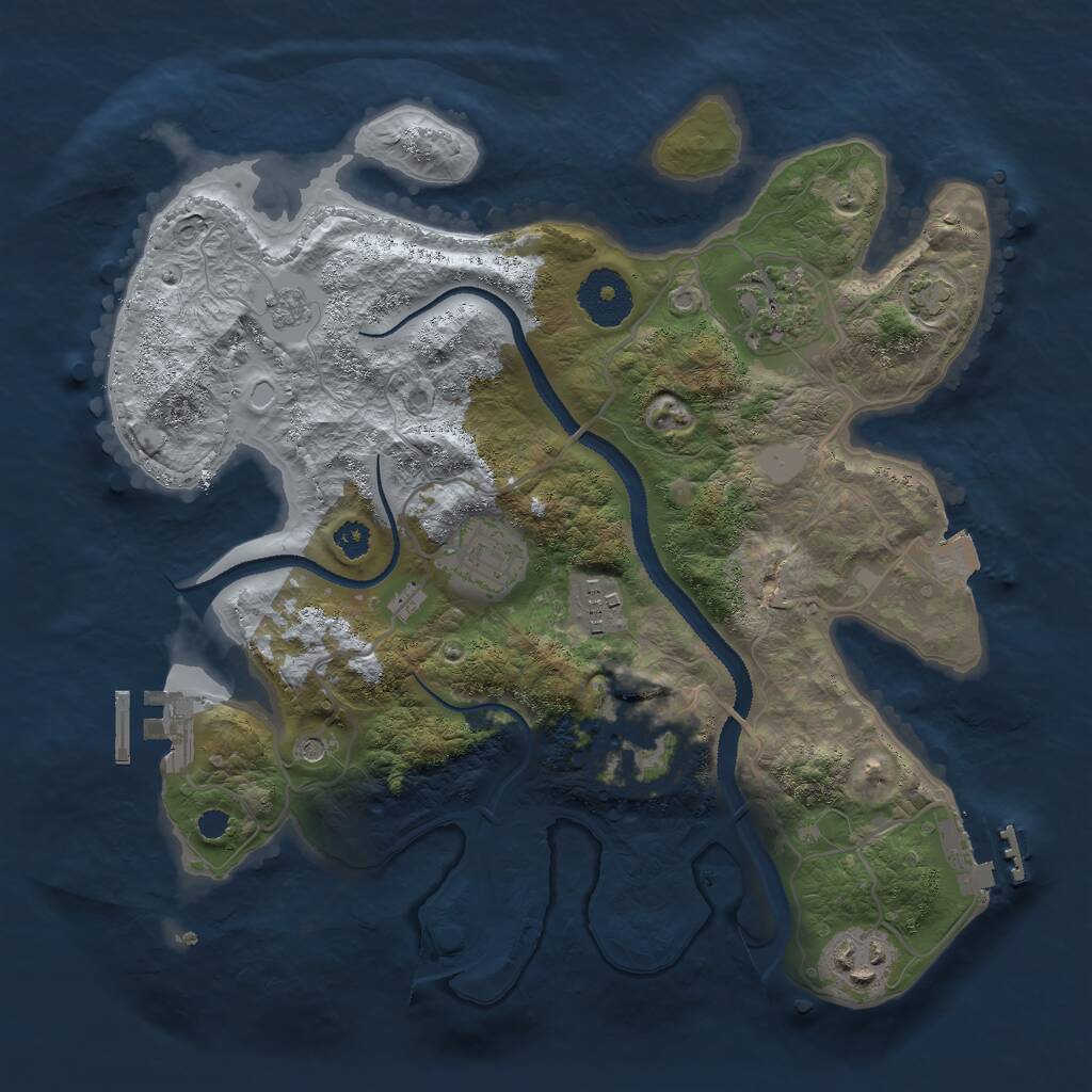 Rust Map: Procedural Map, Size: 3000, Seed: 627, 11 Monuments