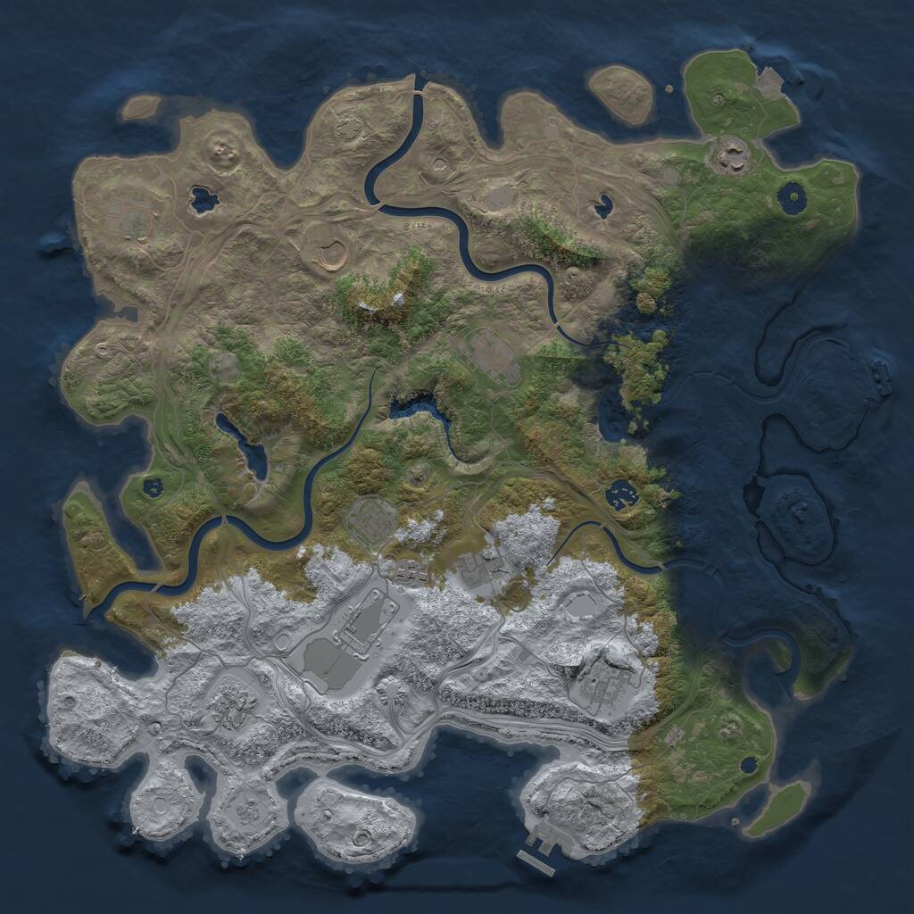 Rust Map: Procedural Map, Size: 4500, Seed: 414432723, 17 Monuments
