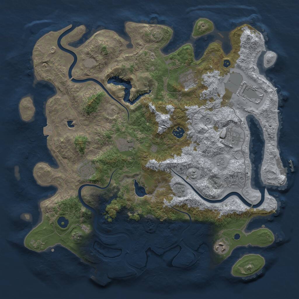 Rust Map: Procedural Map, Size: 4000, Seed: 54267509, 14 Monuments