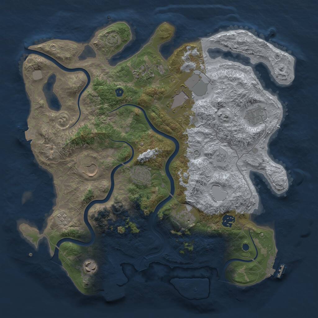 Rust Map: Procedural Map, Size: 3750, Seed: 1291950549, 15 Monuments